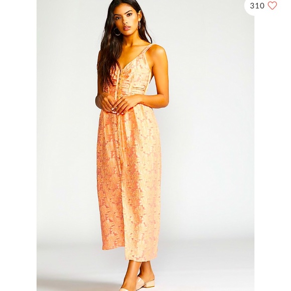 FREE PEOPLE EMBROIDERED MAXI DRESS IN APRICOT STUNNING FULLY LINED SIZE 6 - Picture 3 of 13